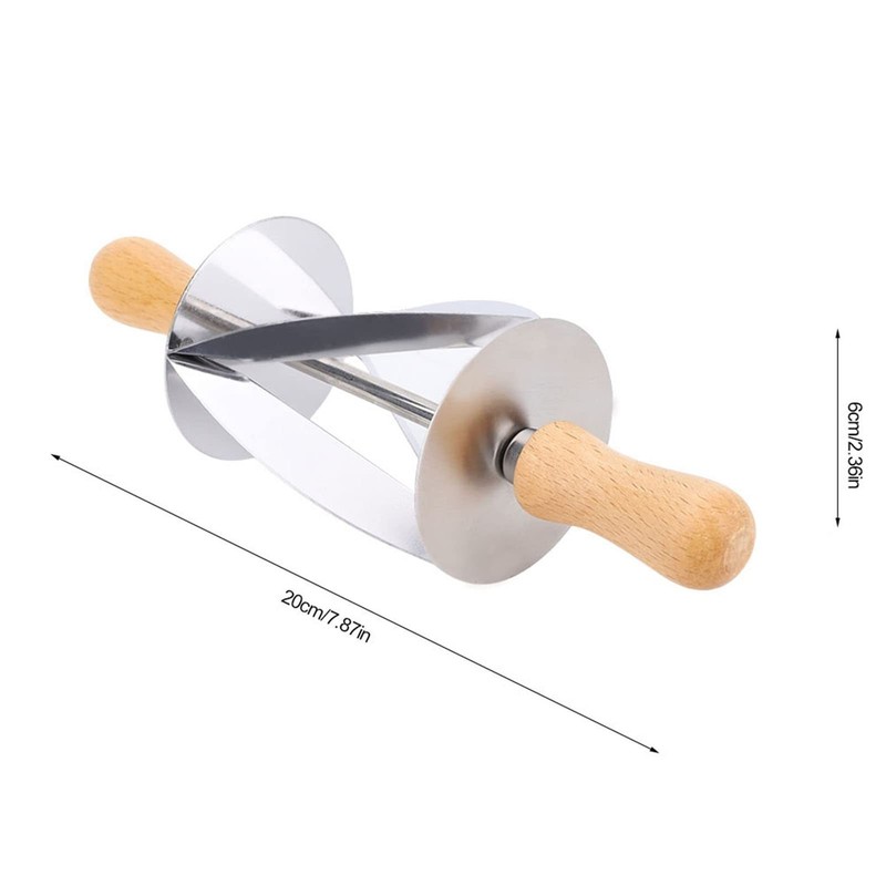 Stainless Steel Dough Cutter, Roller Cutter Round Rubber Wood Handle Pasta... gallery