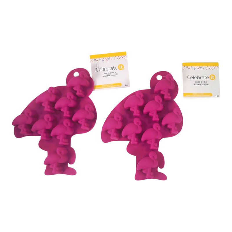 Pink Flamingo Silicone Mold Mini Candy Chocolate Resin Craft Tray Set of 2 New