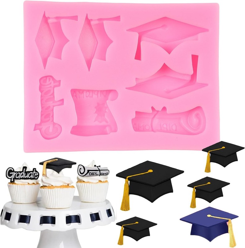 Graduation Fondant Molds Bachelors Cap Diploma Silicone Mold for Graduation