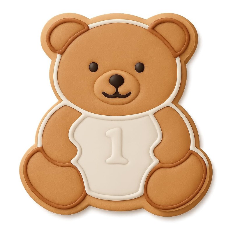Cute Bear Number 1 Smiling Cookie Cutter & Stamp - 3.5x4 gallery