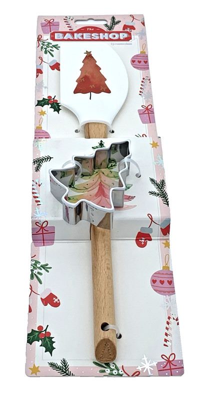 The BakeShop Christmas Baking Set Christmas Tree Spatula&Cookie Cutter Brand New gallery