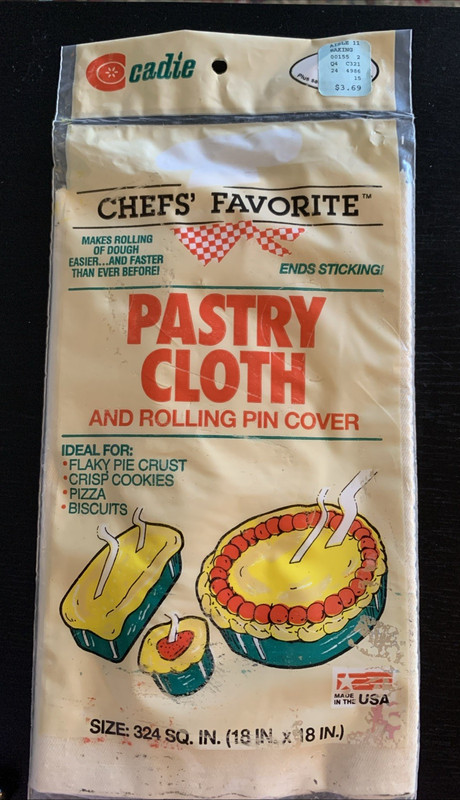 Vintage Cadie Chefs’ Favorite Pastry Cloth & Rolling Pin Cover 18×18 New USA