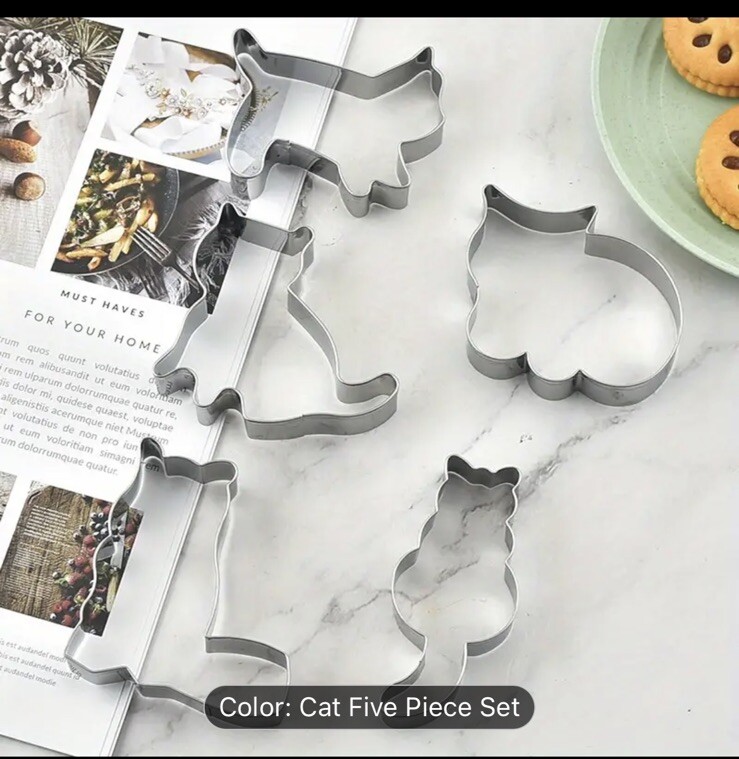 Cat Cookie Cutter Set 5 Pc Metal Baking Kittens Kitchen Fun Cutters gallery