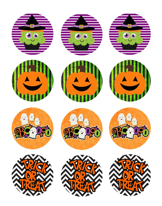 Set of 12 Kids Halloween spooky, edible paper, cupcake, cookie, oreos PRE CUT