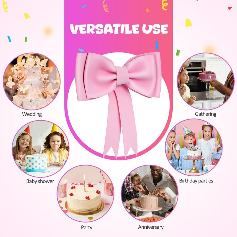 2 Pcs Bow Party Cake Decorations Bows for Themed Cupcake Toppers gallery
