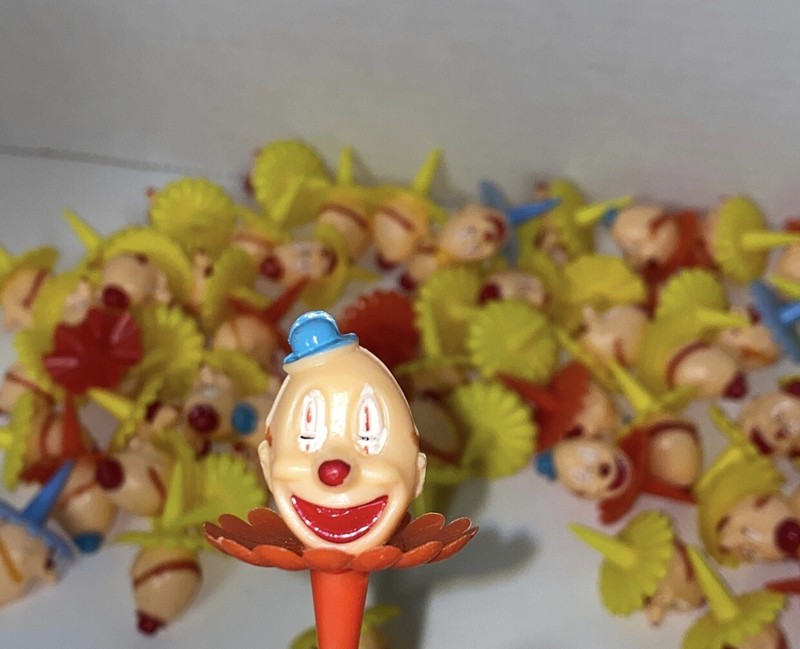 Vintage (HUGE LOT!) 62 Wilton Clown Cupcake Toppers Sugar Plum and Derby Styles gallery