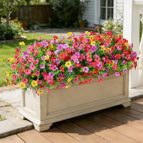 Fake Flowers for Outdoors 4 Color Mixed (3 Purple,3 Red,3 Hot Pink,3 Yellow) gallery