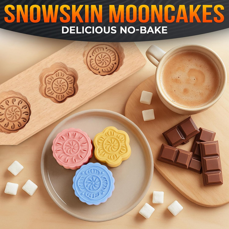 Wooden Cookie Molds for Baking - 11.8" Mooncake Mold in Handcrafted Wood for Sha gallery