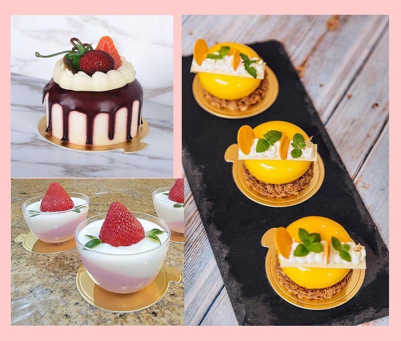 50-Pack 3.14" Mini Round Gold Cake Boards – Cupcake, Mousse & Dessert Base gallery