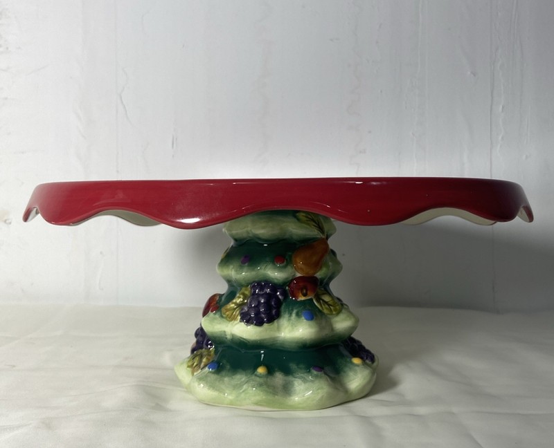 Home Interior-Christmas Cake Stand, Red Top Christmas Tree Stand 10.5×4.5tall