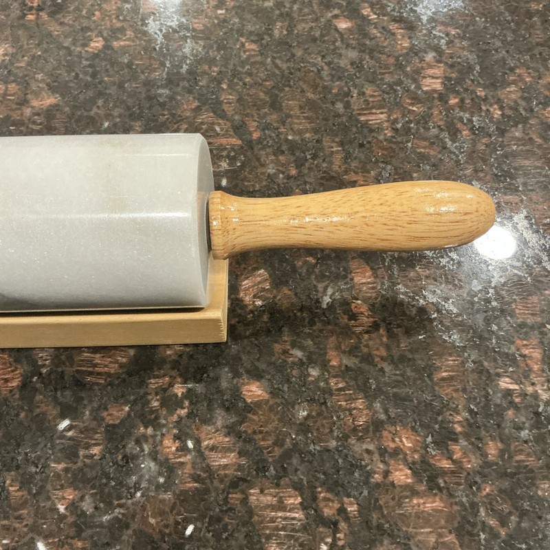 Gray Polished Marble Rolling Pin 10" x 4” With Wood Handles (total 18”) gallery