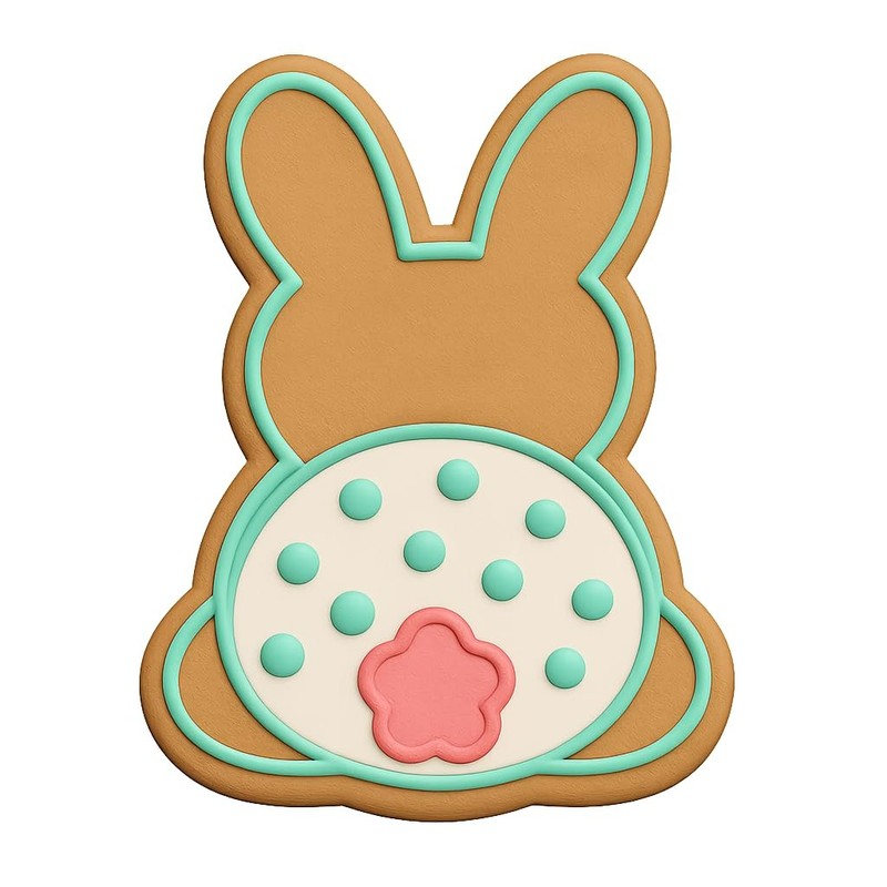 Polka Dot Chibi Bunny Butt Cookie Cutter & Stamp - 4x2.8 gallery