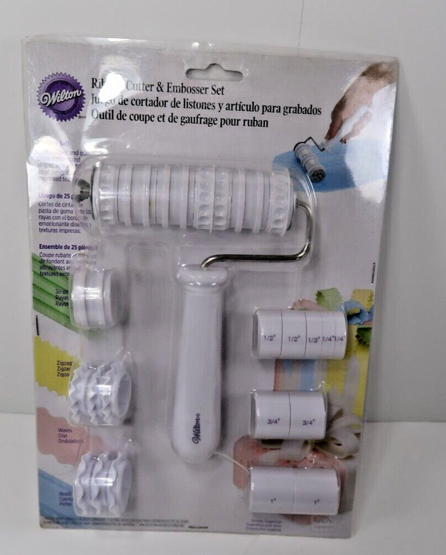 NEW WILTON RIBBON CUTTER & EMBOSSER SET FONDANT gallery