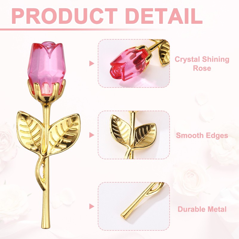 Mini Crystal Rose with Box, Romantic Crystal Rose, Pink/Gold gallery