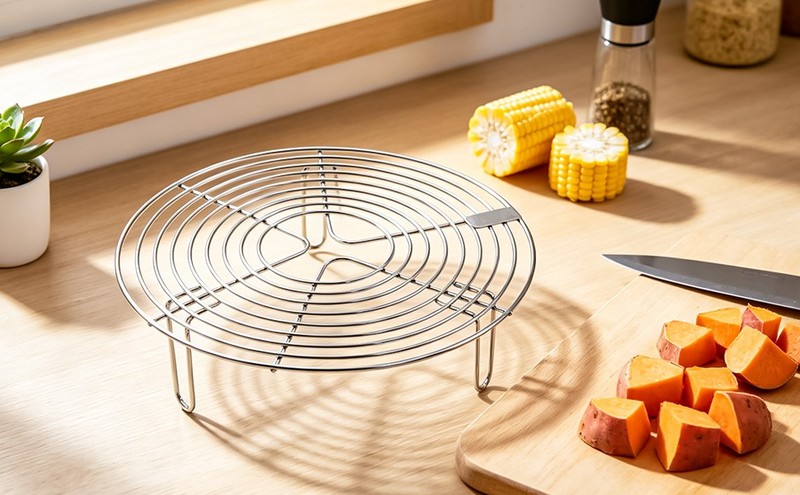 9.44''×2.8'' Round Stainless Steel Steamer Rack & Cooling Rack - Multi-Use Pot gallery