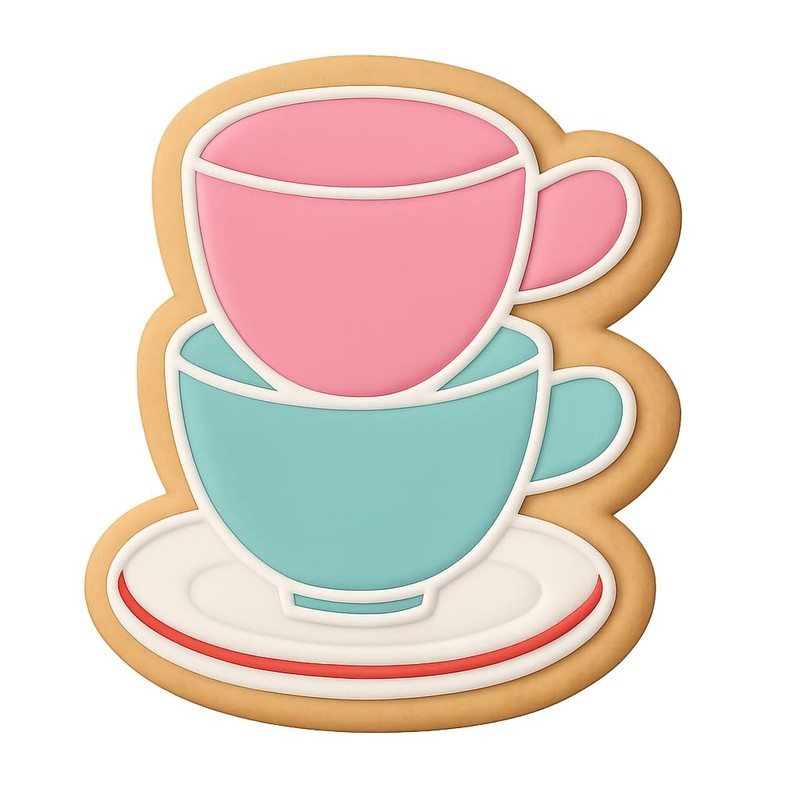 Stacked Tea Cups Cookie Cutter & Stamp, Fondant & Clay - 4x3 gallery
