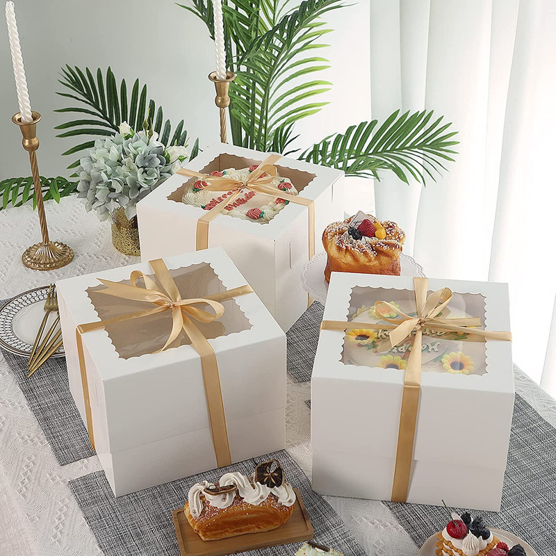 28Pcs Cake Boxes 10X10X8 Inch White Bakery Boxes with Window gallery