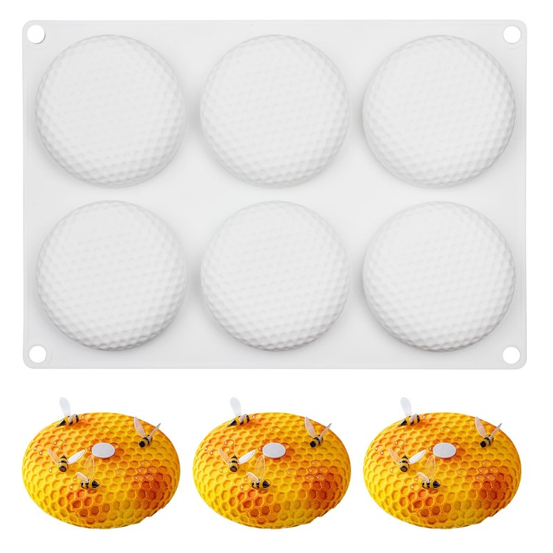 3D Silicone Oblate Shape Molds, 6-Cavity Honeycomb Mousse Molds