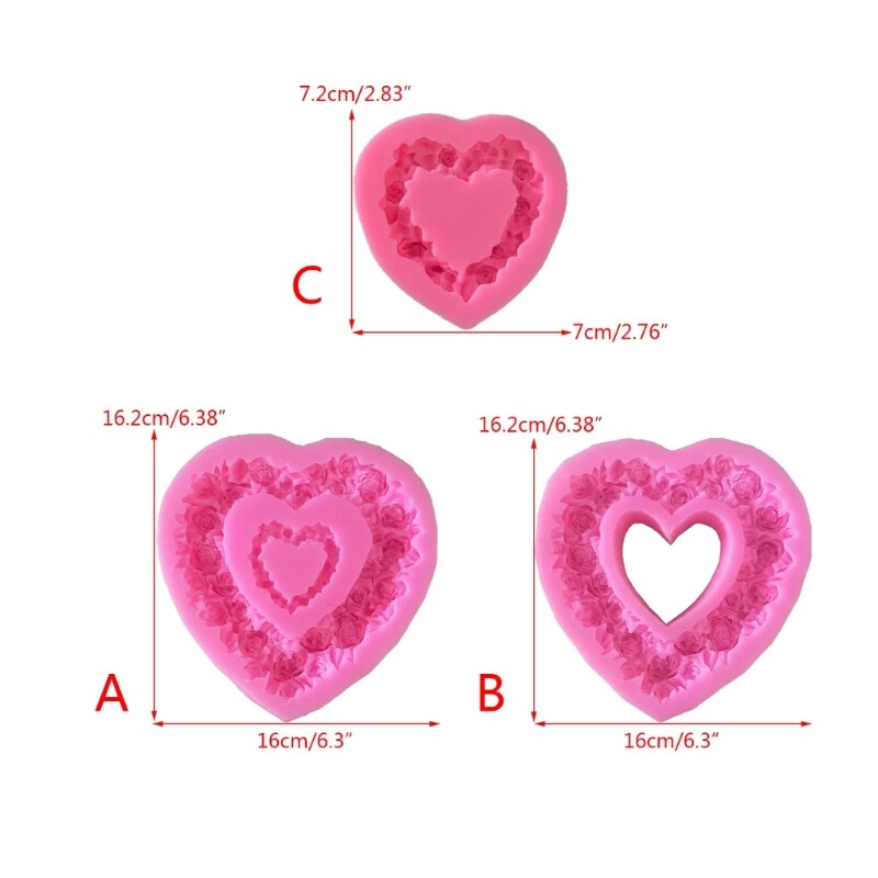 3D Rose Flower Silicone Mold Heart Candy Baking Mold For Candy Cake Cupcake gallery