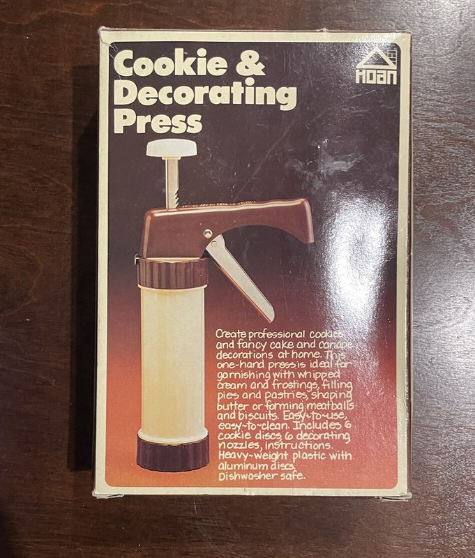 Vintage 1979 HOAN Cookie & Decorating Press With Disc’s / Tips Fit Super Shooter