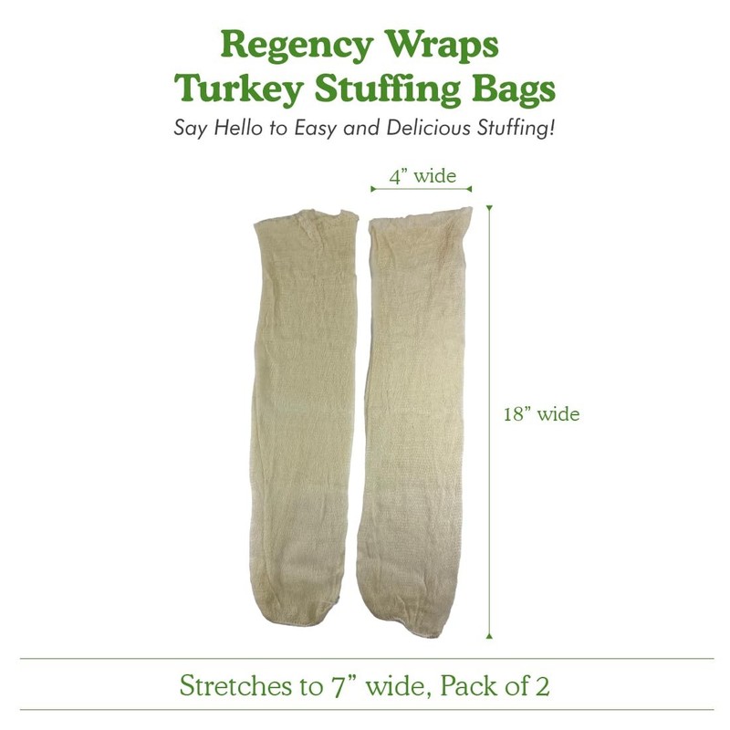 Regency Wraps Turkey Stuffing Bags, 100% Cotton Mesh Bag Pack of 2, Natural gallery