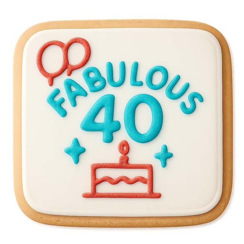 Fabulous 40 with Balloons Cookie Cutter & Stamp, Fondant & Clay - 4x4" gallery