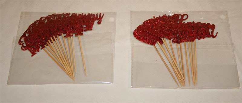 Keaziu 24 Pack Happy Valentine's Day Cupcake Toppers Picks KISS ME Love You Red gallery