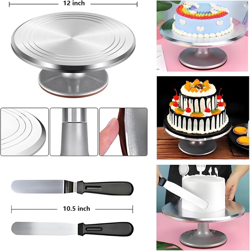 Cake Decorating Kit with Turntable Tips Icing Spatulas Leveler 87 pcs gallery