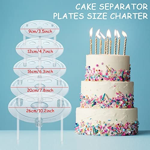 40 Plastic Cake Dowels & Separator Plates Set for Tiered Cakes - 20 Sticks, 15 C gallery