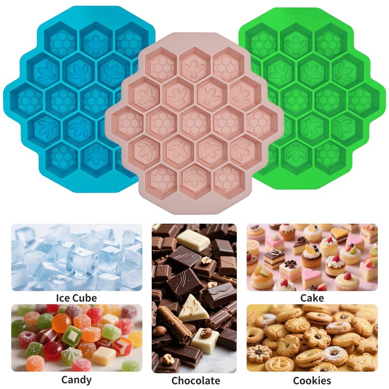2pcs Honeycomb Silicone Mold, Non-Stick 19 Cavities Bee Silicone Mold, Honey ... gallery