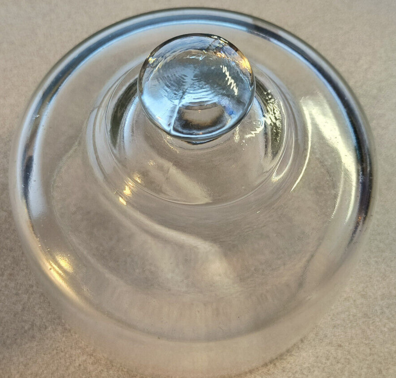 Small Glass Dome 5” Top Of Handle, 4” Top Of Dome, 6” Round. Glass