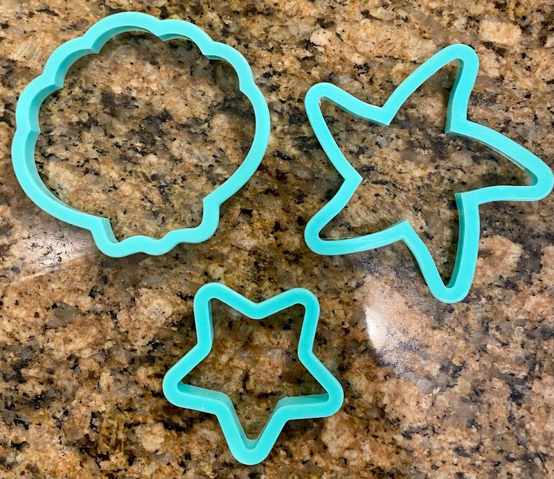 Set of 3 Coastal Seashell Starfish Beach Ocean Cookie Cutters~Turquoise Plastic