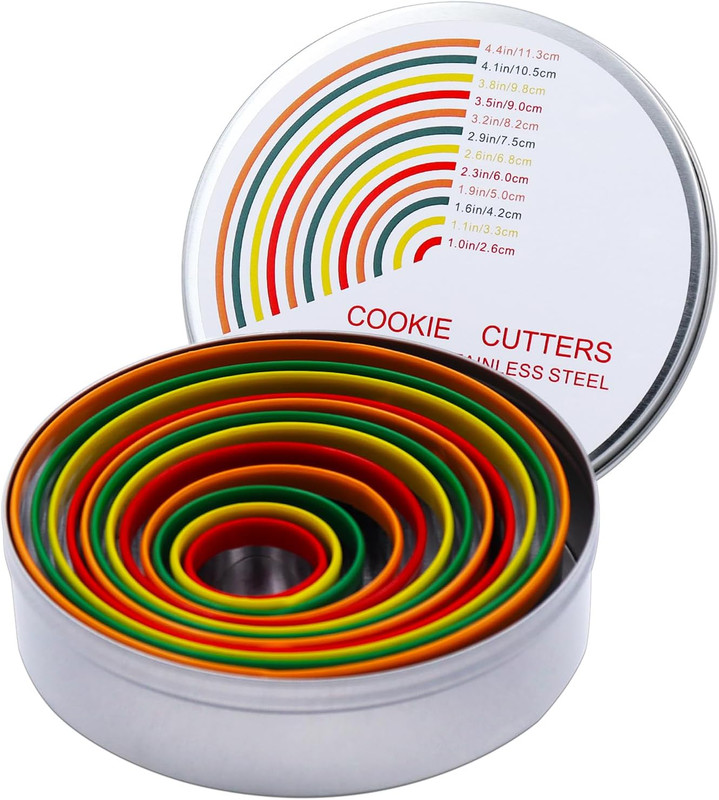 round Cookie Biscuit Cutter Set, 12 Pack Pastry Cutters in Graduated Sizes for D gallery