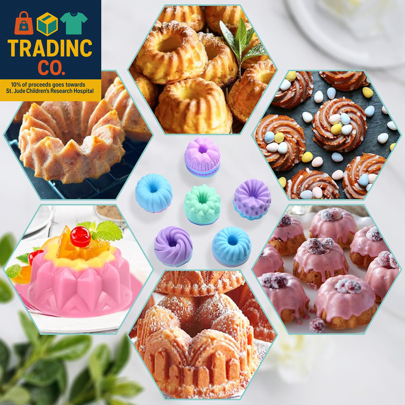 24-Pack Silicone Molds - Nonstick 3-Inch Silicone Donut Mold, Baking Cups, Donut gallery