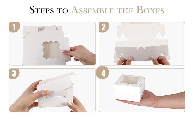 20 Pack Cookie Boxes with Window, 4x4x2.5 Inch White Bakery Box, Kraft Paper gallery