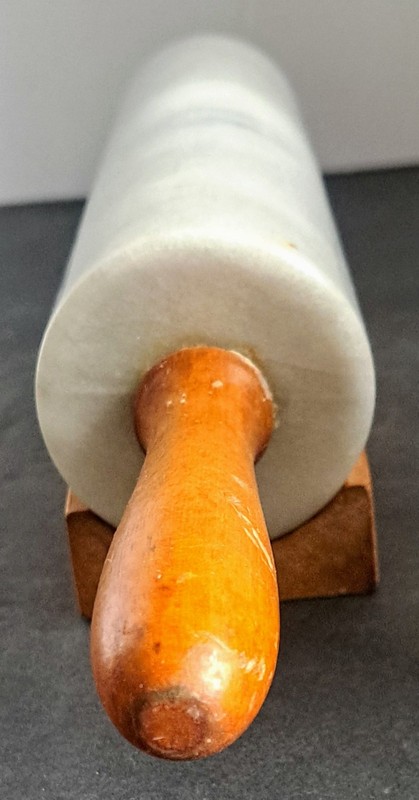 Gourmet Marble Rolling Pin with Wood Stand Baking Grey & White gallery