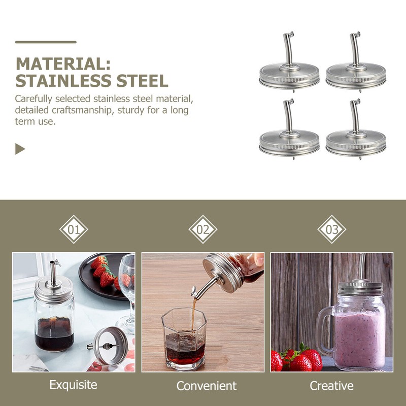 4PCS Jar Spout Lids Mason Jar Moonshine Pourer Nozzle Olive Oil Dispenser gallery