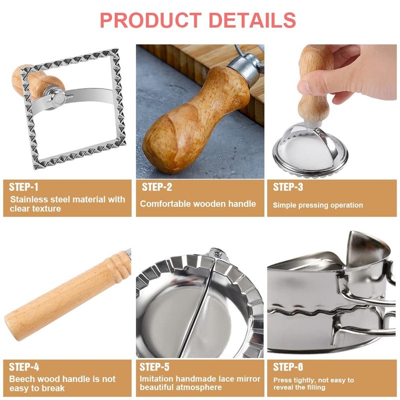 Ravioli Pasta Cutter Wheel Set of 5, Ravioli Makers with Roller Ravioli Stamp... gallery