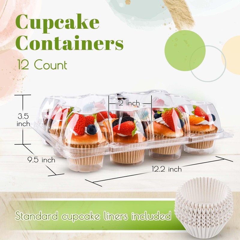 12 Count Cupcake Containers 12 Pack Cupcake Holders Plastic Stackable Cupcake... gallery