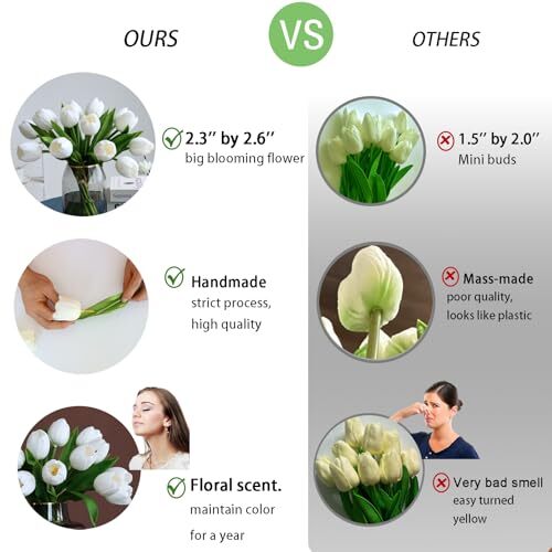 Buart White&Green Tulip Flowers Artificial Luxury Series White With Green gallery