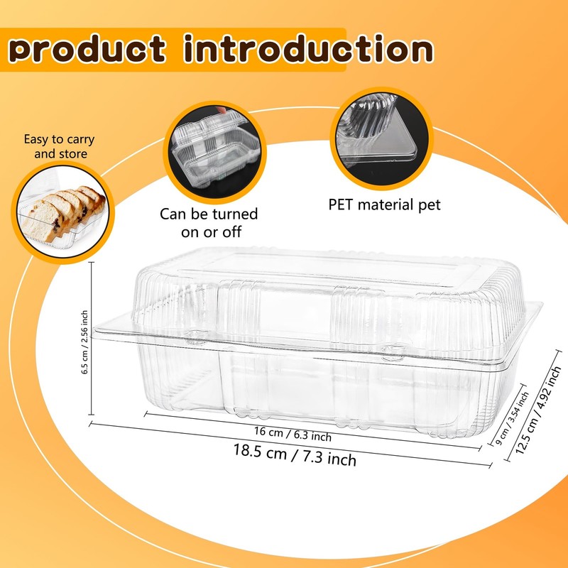 120 Pcs Clear Plastic Hinged Food Containers 7.2 x 4.9 x 2.5 Inch Disposable ... gallery