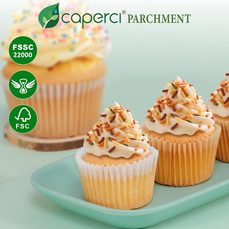 Parchment 400pcs Mini Cupcake Liners for Baking - White Paper Muffin Liners for gallery