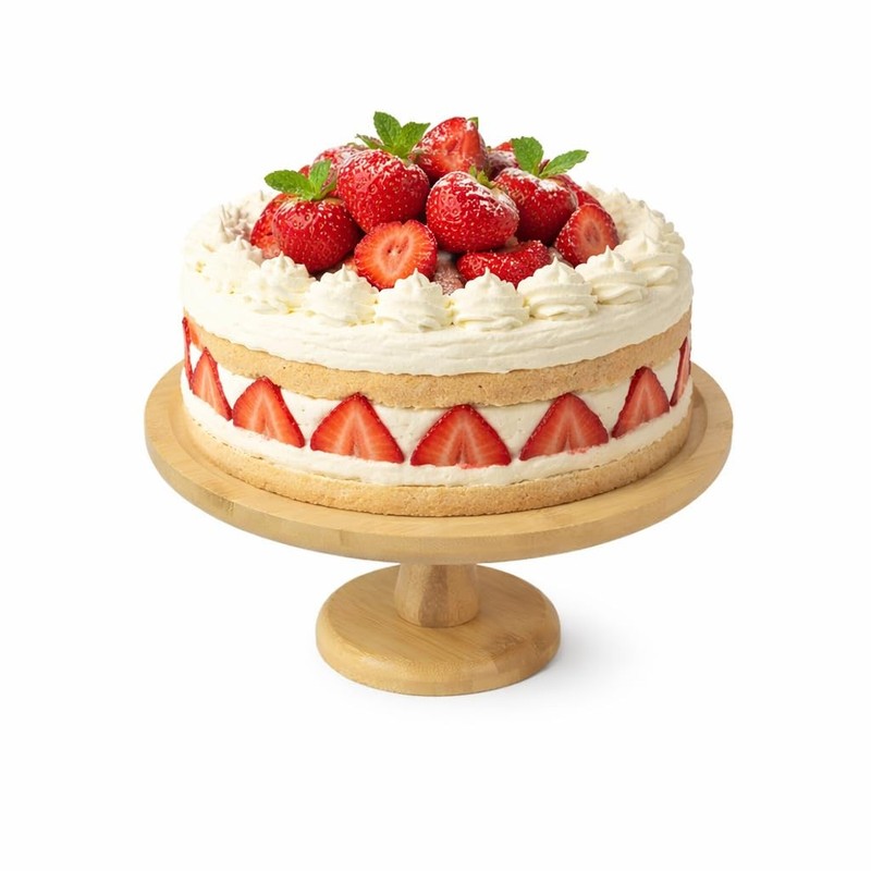 10-Inch Pedestal Base Cake Stand – Round Wood Dessert Display for Cakes, Cupc…