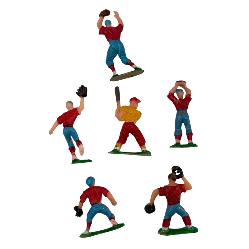 Vintage Baseball Players Cake Toppers 1950s Hong Kong Plastic Party Decor Lot 6 gallery
