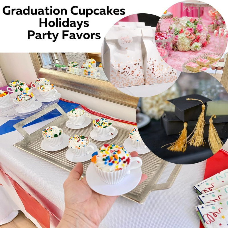 Baking Cupcake Molds - Silicone Teacup Set - 12 Pc Set - Oven-Safe - Nonstick - gallery