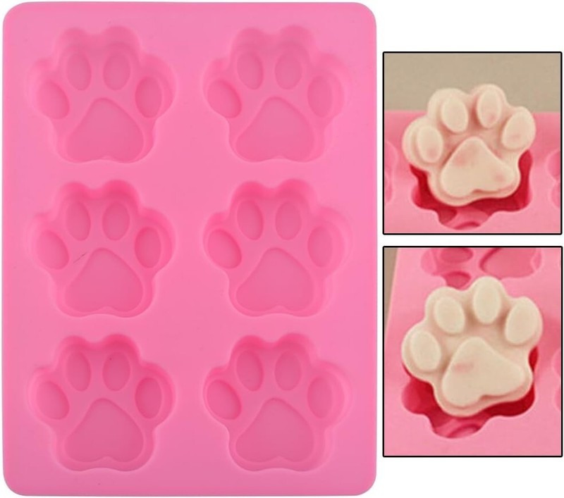 SET of 3 PACK X Silicone DOG Pet Animal Paw Print Ice Cube Chocolate Soap Candle gallery