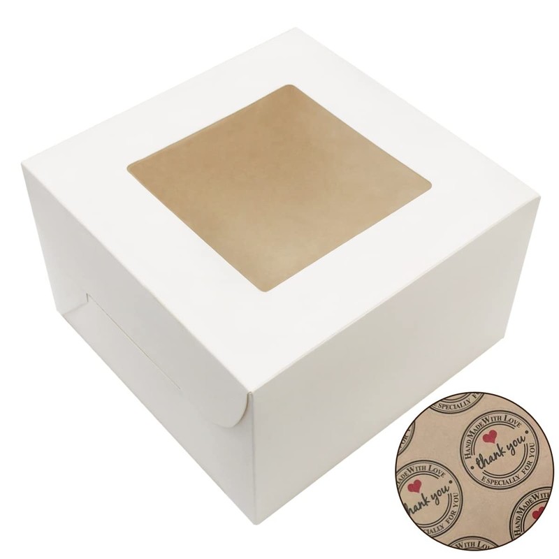 20 PCS White 8x8x5 Inch Bakery Cake Boxes Window Pasteles Pastry Cookie Pie gallery