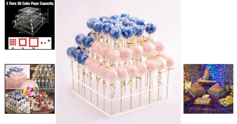 Clear Acrylic Cake Pop Stand - 56 Holes for Stylish Wedding & Party Displays gallery