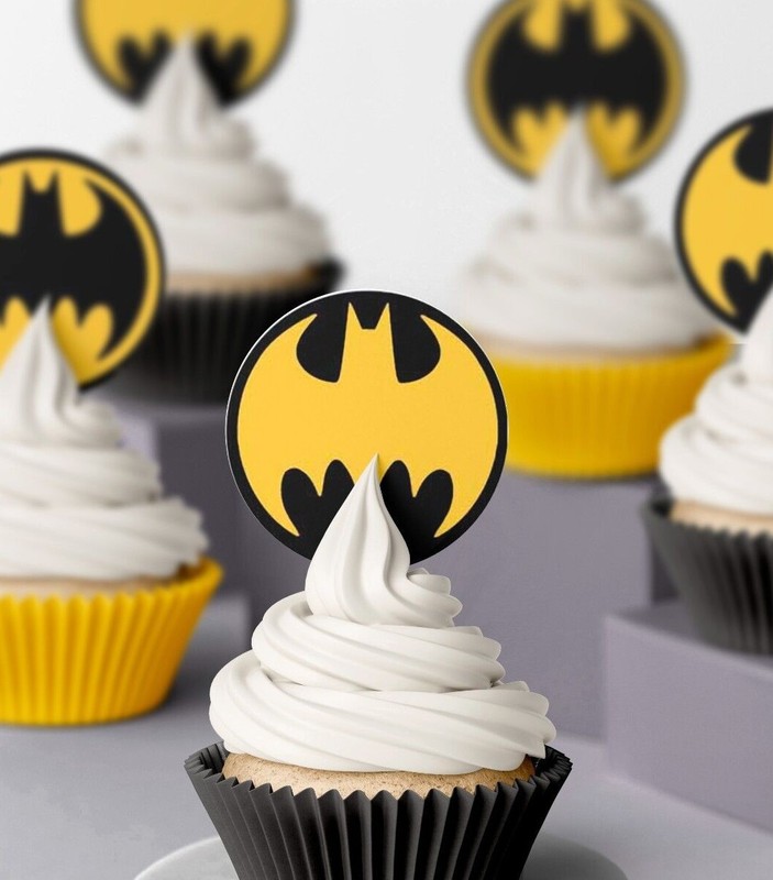 Batman Super hero Edible Icing Wafer Cake cupcake Topper Birthday Decorations