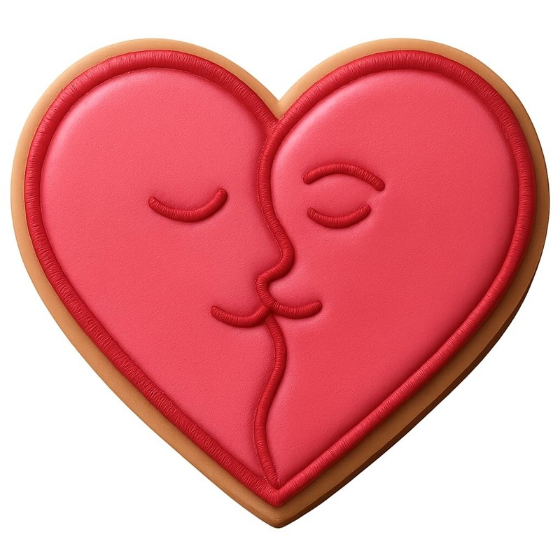 Loving Heart Kiss Cookie Cutter - 4x3.5" Premium Baking Design Fun gallery